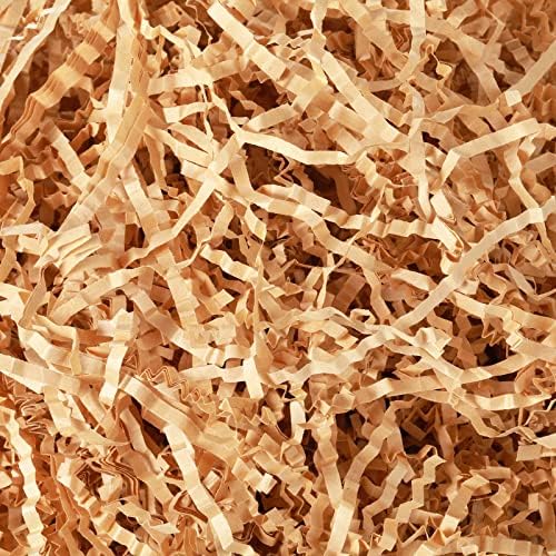 Crinkle Cut Paper Shred Filler Shredded Paper for Gift Box Crinkle Paper Metallic Shredded Crinkle Cut Paper Easter Grass Tissue Paper for Wedding Birthday Wrapping Boxes Bags (Brown, 2 LB)