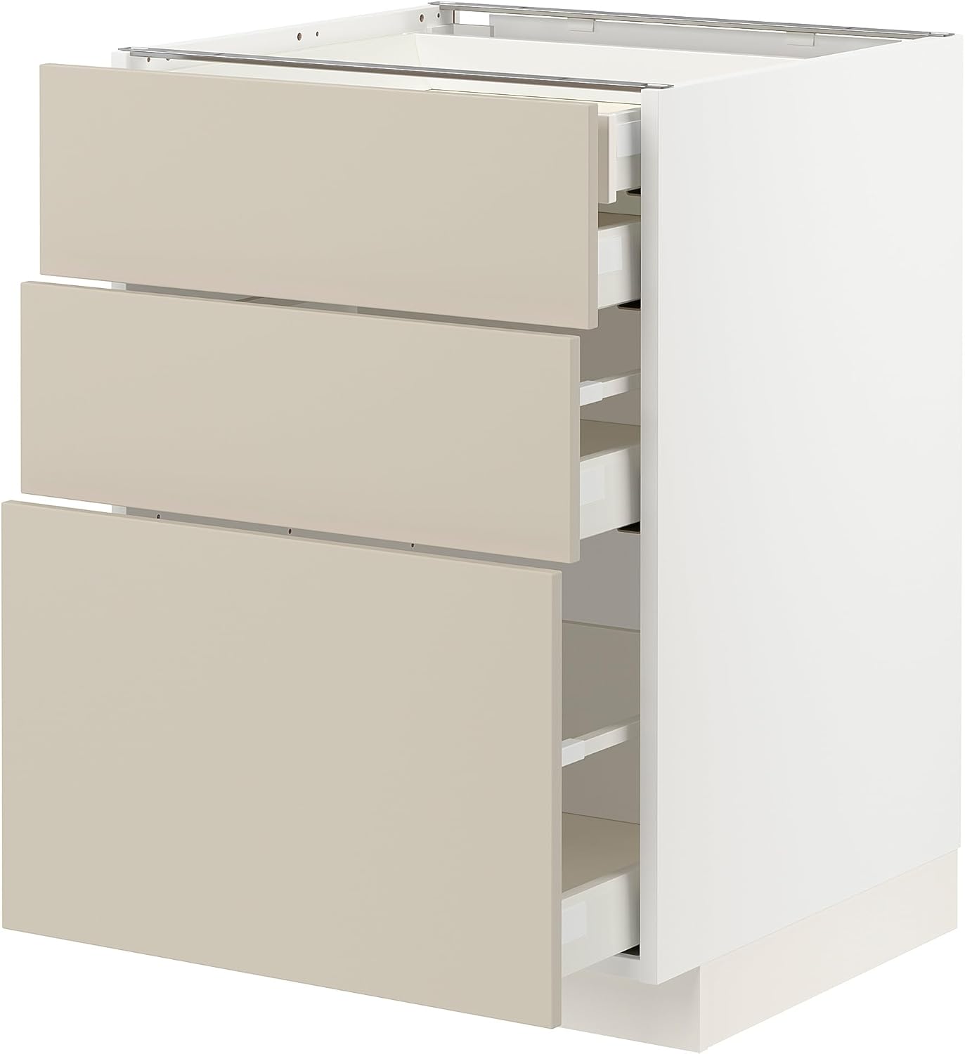 METOD/MAXIMERA Base cb 3 frnts/2 low/1 md/1 hi drw, white/Havstorp beige, 60x60 cm
