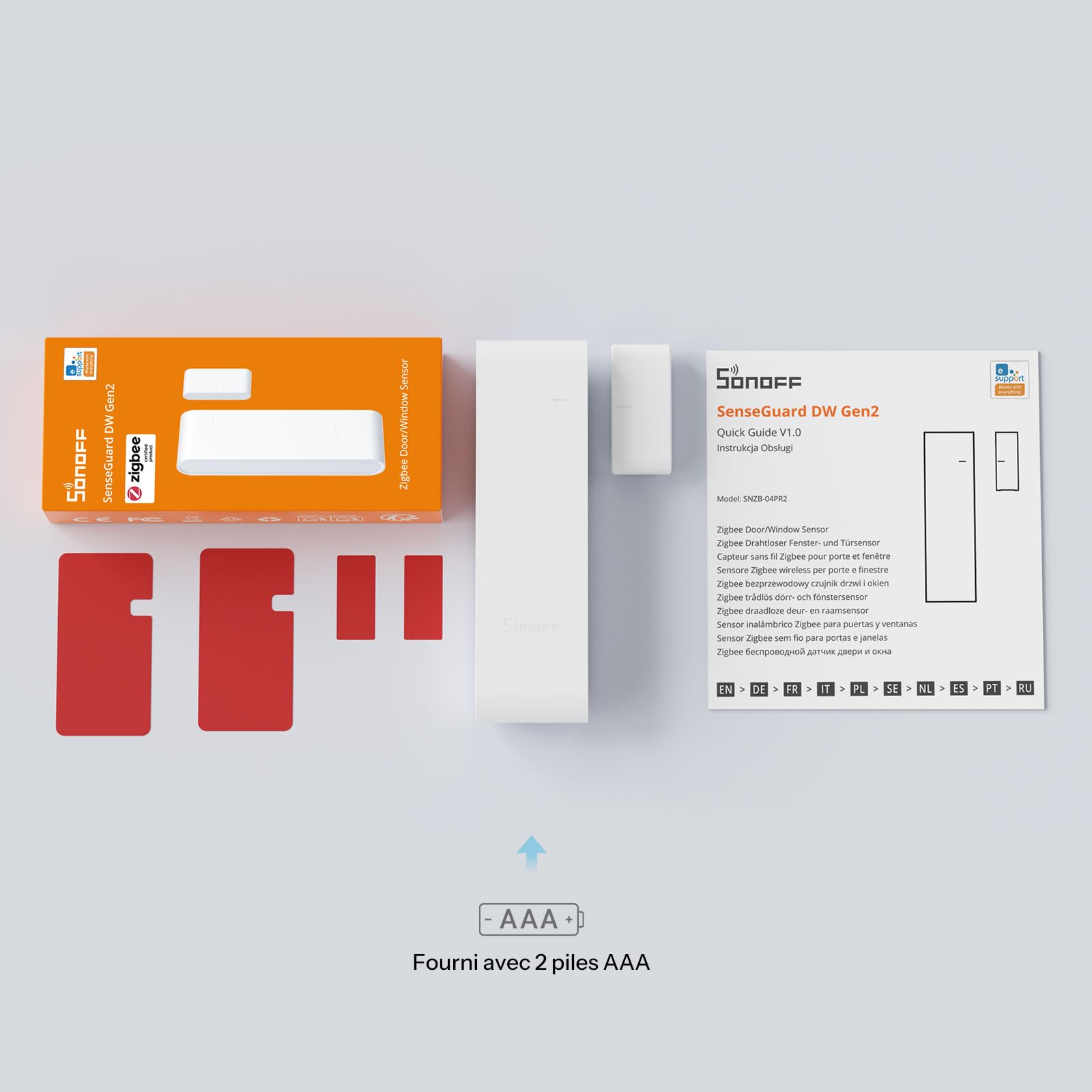 SONOFF SenseGuard DW Gen2 SNZB-04PR2 Capteur de contact pour porte et fenêtre Zigbee, Surveillance ouverture/fermeture, Anti-sabotage, Alerte par téléphone, Alarme de sécurité pour la maison
