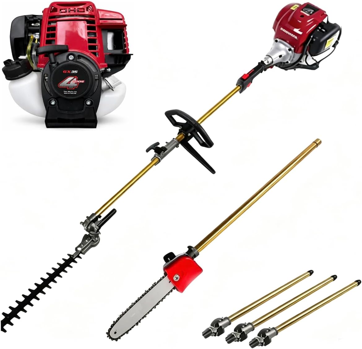 GX35 Walk Behind String Trimmer, Gas Brush Hog Mower, Weed Eater Chain Saw for Farm, Lawn, Yard