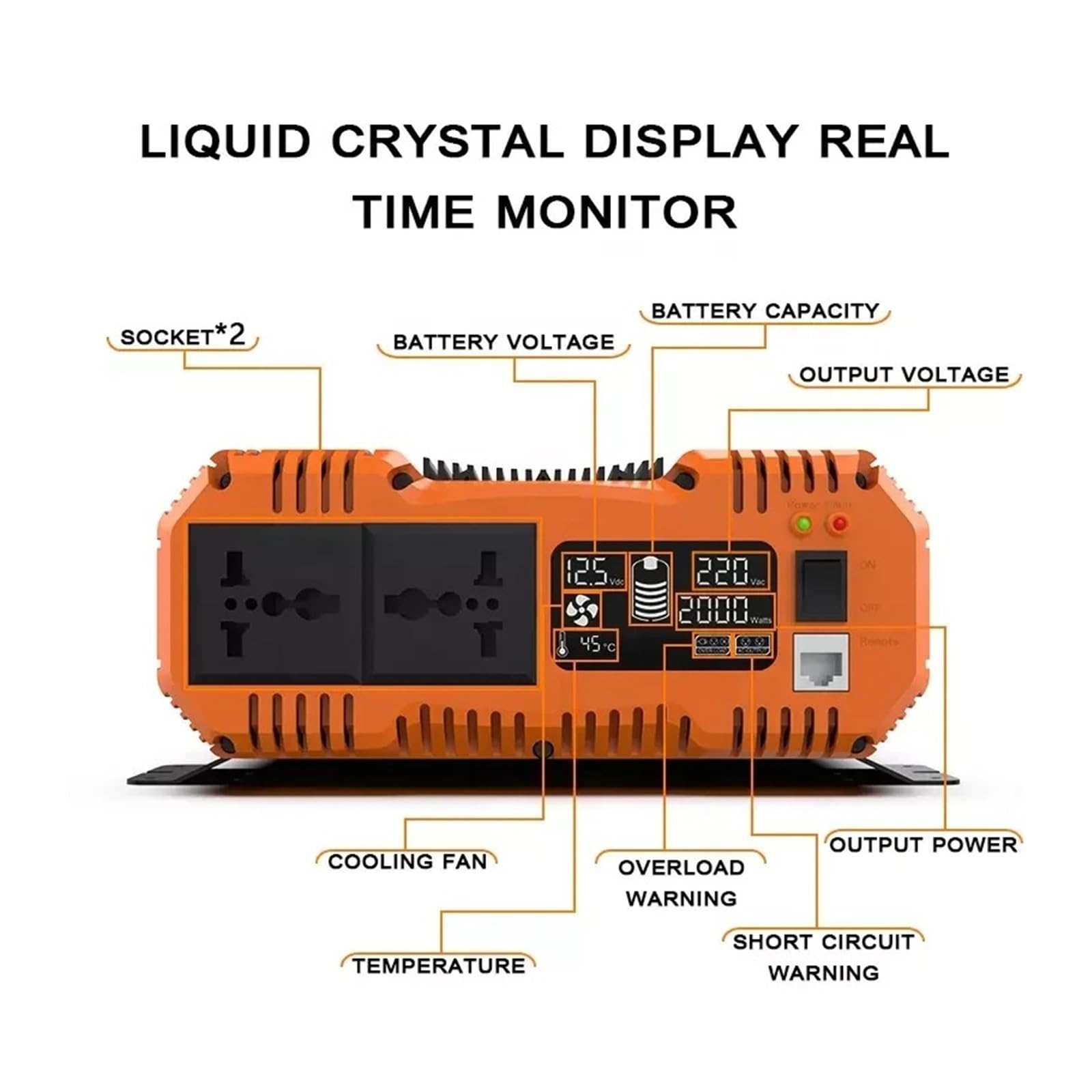 Power Inverter Inversor Corriente Inversor Onda Sinusoidal Pura 7000 W 12 V/24 V/48 V A 220 V/230 V 3500 W Potencia Continua con Control Remoto Ideal para Hogar Autocaravana(48V,3000W-50Hz)