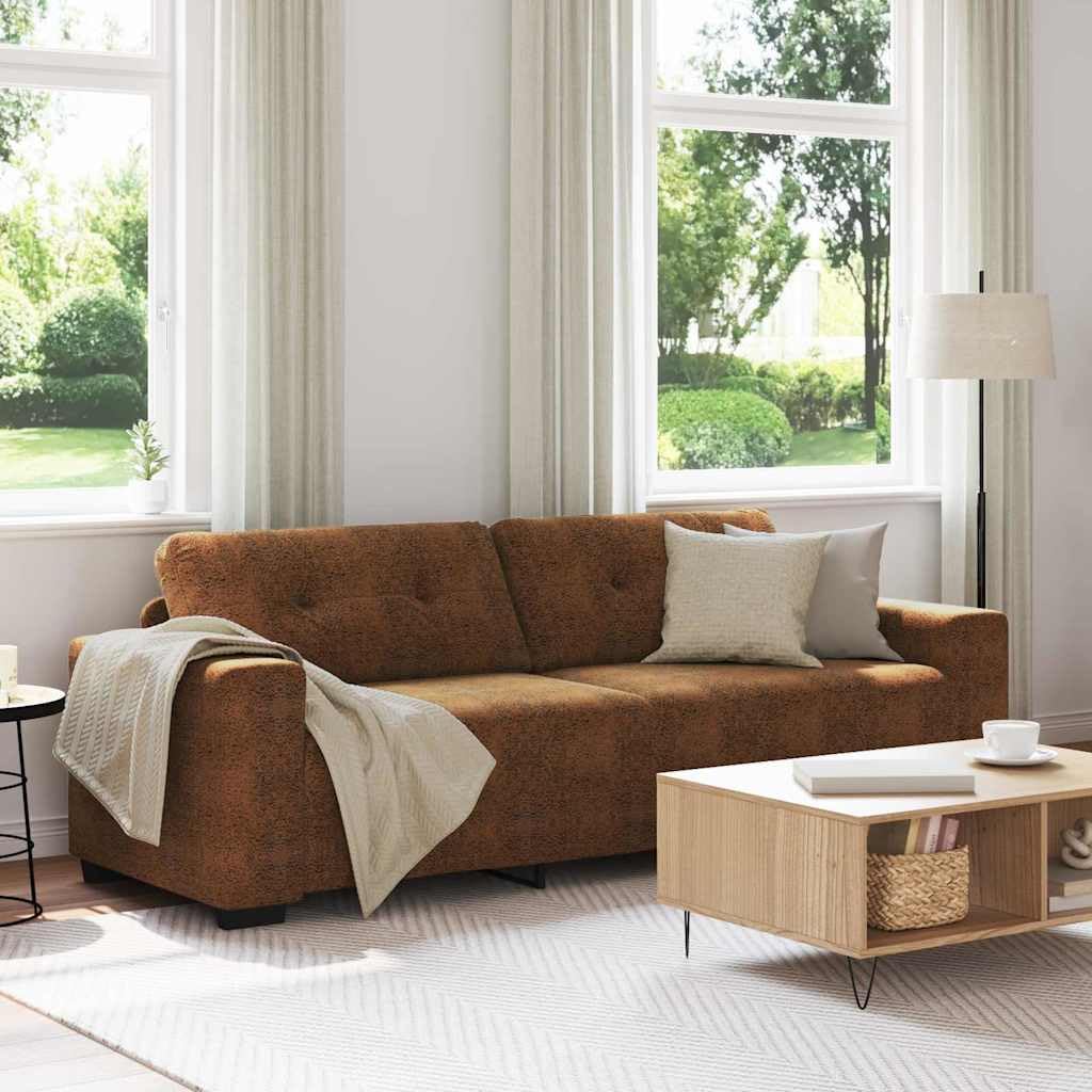 vidaXL Sofá marrón Moderno de 3 plazas, fácil de armar. Ideal para la Sala, Tiene un diseño Duradero y es súper cómodo para relajarte. Es un sofá Rectangular de Tela, hogar.