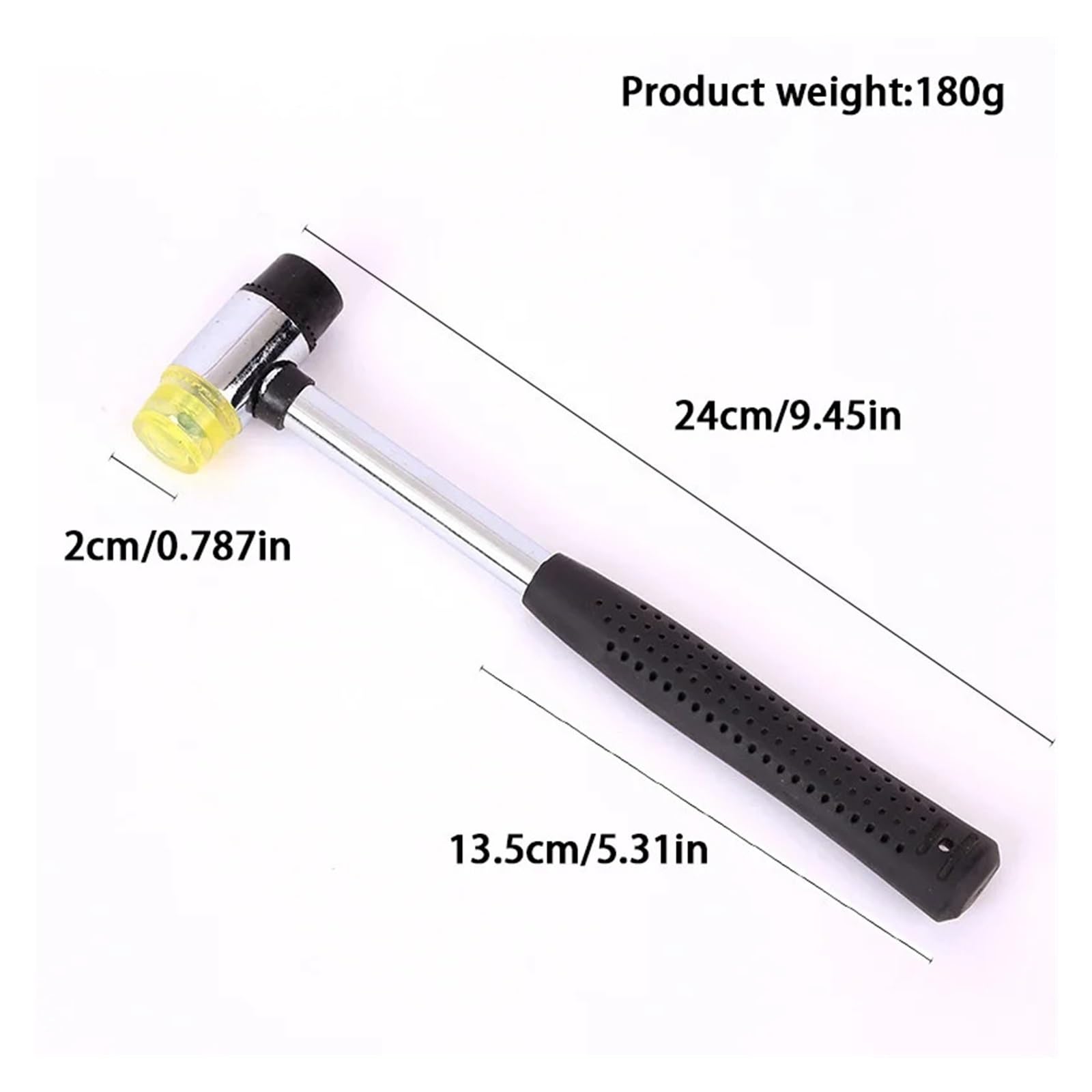 Mazo de goma de doble cara | Puntas reemplazables amarillas y negras que absorben los golpes y mango antideslizante(M1-2cm)
