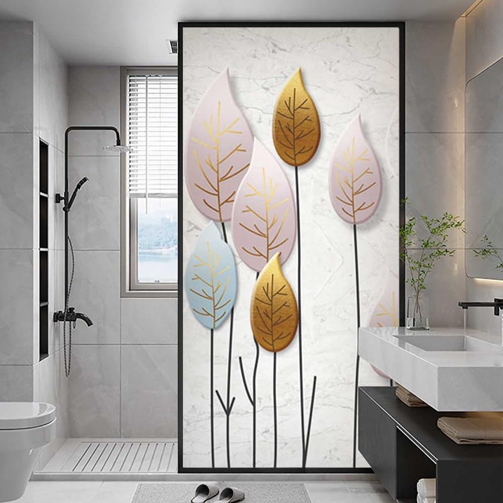 遮熱 ガラス飛散防止フィルム 花 装飾 ウィンドウ フィルム 取り外し可能 非粘着性 窓用フィルム シール ガラスシート バスルーム