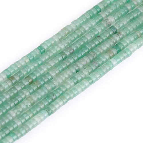 Gem-Inside - Cuentas de jade de aventurina verde de 0.079 x 0.157 in para fabricación de joyas, cuentas de piedras preciosas de superficie lisa,
