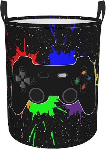 Miniatura 9 de Controlador de videojuegos de fondo redondo para lavandería, canasta de almacenamiento de artilugios para juegos, juguetes, organizador de ropa,