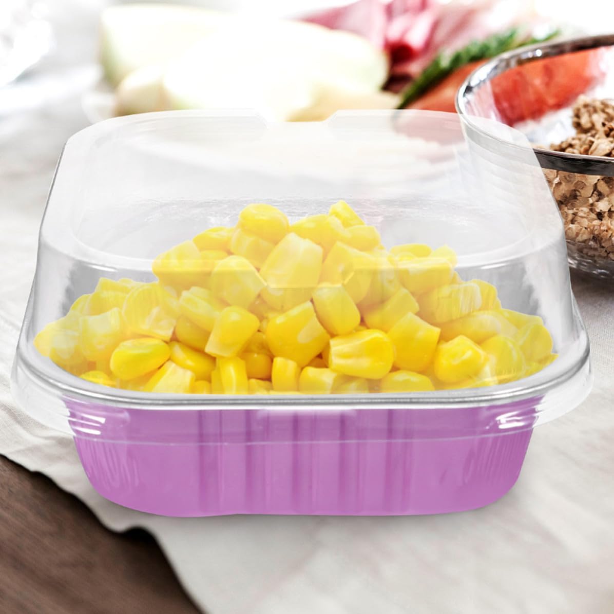 VOSAREA Aluminum Foil Baking Pans with Lids Small Dessert Holders Oven Safe 50 Pcs 100ml Capacity, Convenient and Elegant Bakeware for Cupcake and Pudding Baking