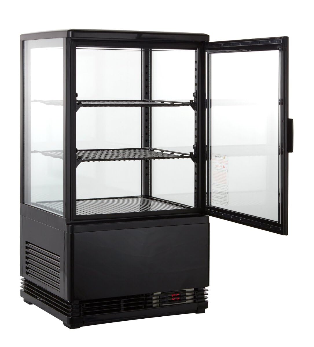 GastroHero Vetrina refrigerante da 58 litri, Vetrina a buffet +2 °C e +6 °C con LED I vetrina refrigerante Gastro nero I banco refrigerante con porta in vetro e convezione I chiudibile a chiave