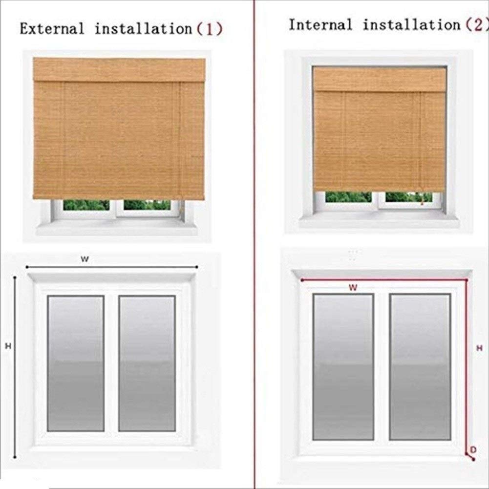 GDMING-Rideau De Bambou Store Enrouleur Balcon Système De Levage Câblé Fenêtres Filtrage De La Lumière Intérieur Meubles Protection Solaire Rideau 90% D'occultation, 49 Tailles