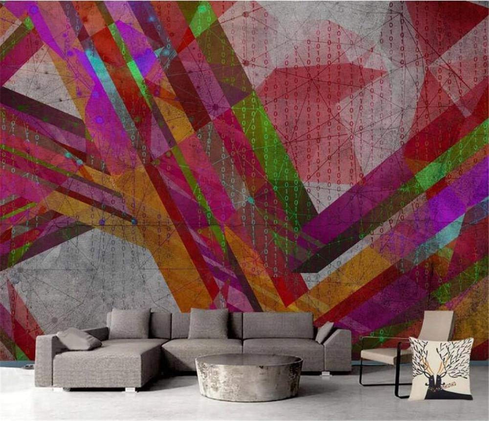 Papier peint panoramique salon moderne avec motif géométrique 3D pour grand mur