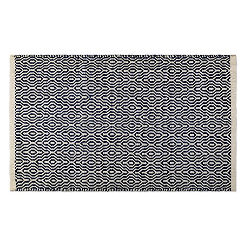 Tapete decorativo de algodón trenzado 76x46 cm azul miniatura 3