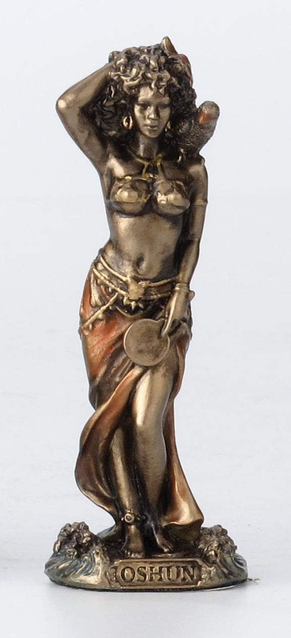3 1/2 Inch Oshun Santeria Orisha Goddess of Love, Beauty and Marriage Cast Resin Hand Painted Antique Bronze Finish Statue Home Decor