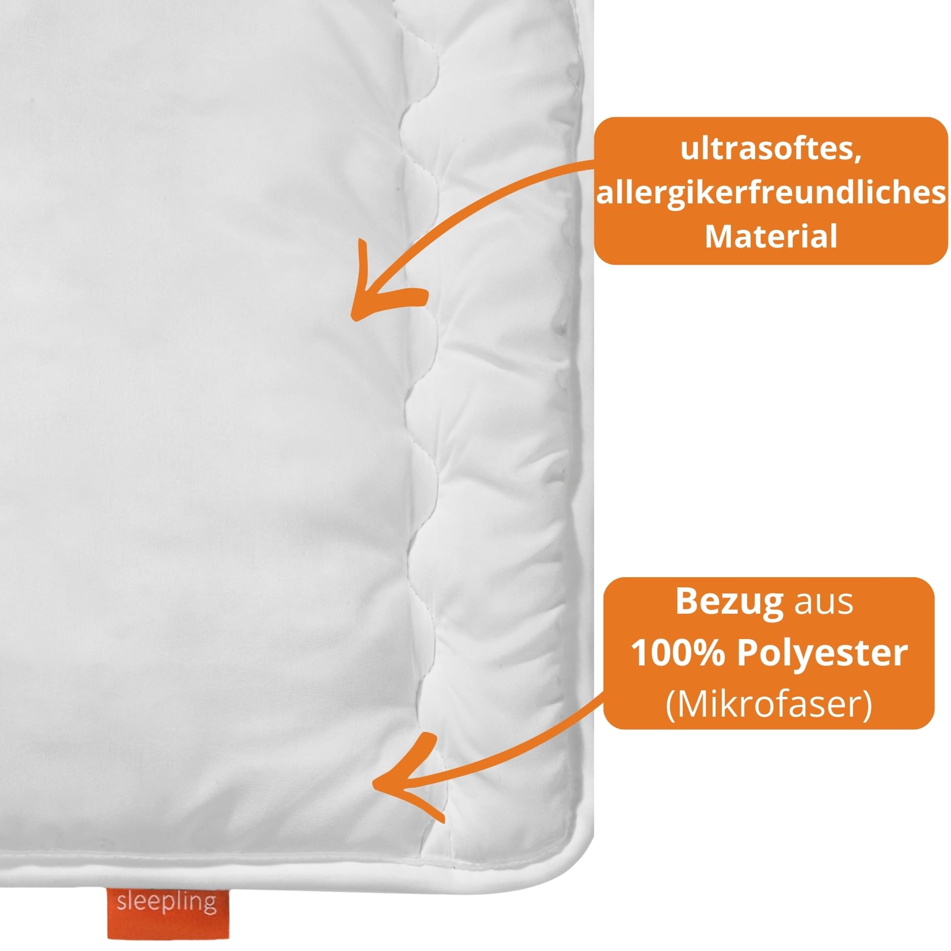 sleepling 196280 Oreiller Plat pour bébé | 100% Microfibre | hypoallergénique | Made in EU | Ökotex 100 | 60 degrés Lavable | 40 x 60 cm, Blanc