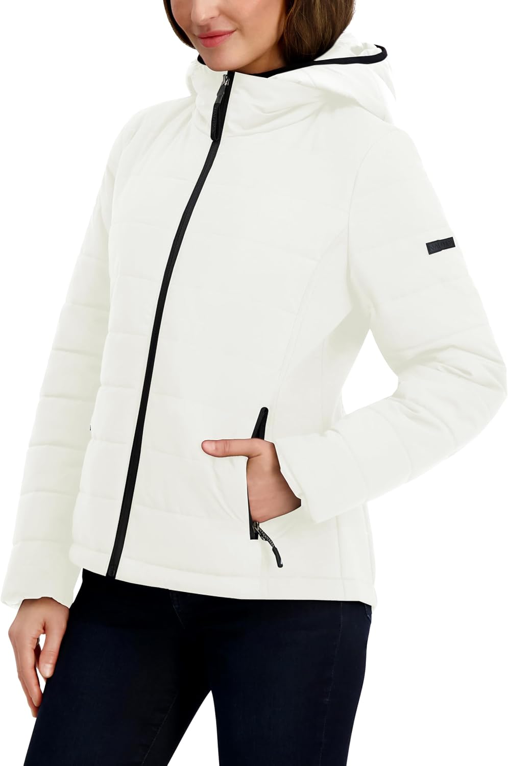 Nautica Women's Nautica Women’s Stretch Hybrid Puffer Jacket – Short Winter Coat With Bib