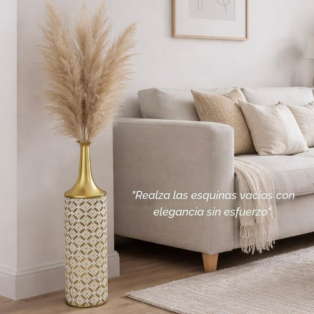 Leewadee Gran Jarrón de Suelo 65 cm Metal para Pampa & Flores Secas | Jarrón Deco para el Salón, ideal para Pampa & ramas. Irrompible, sin astillas, moderno & industrial