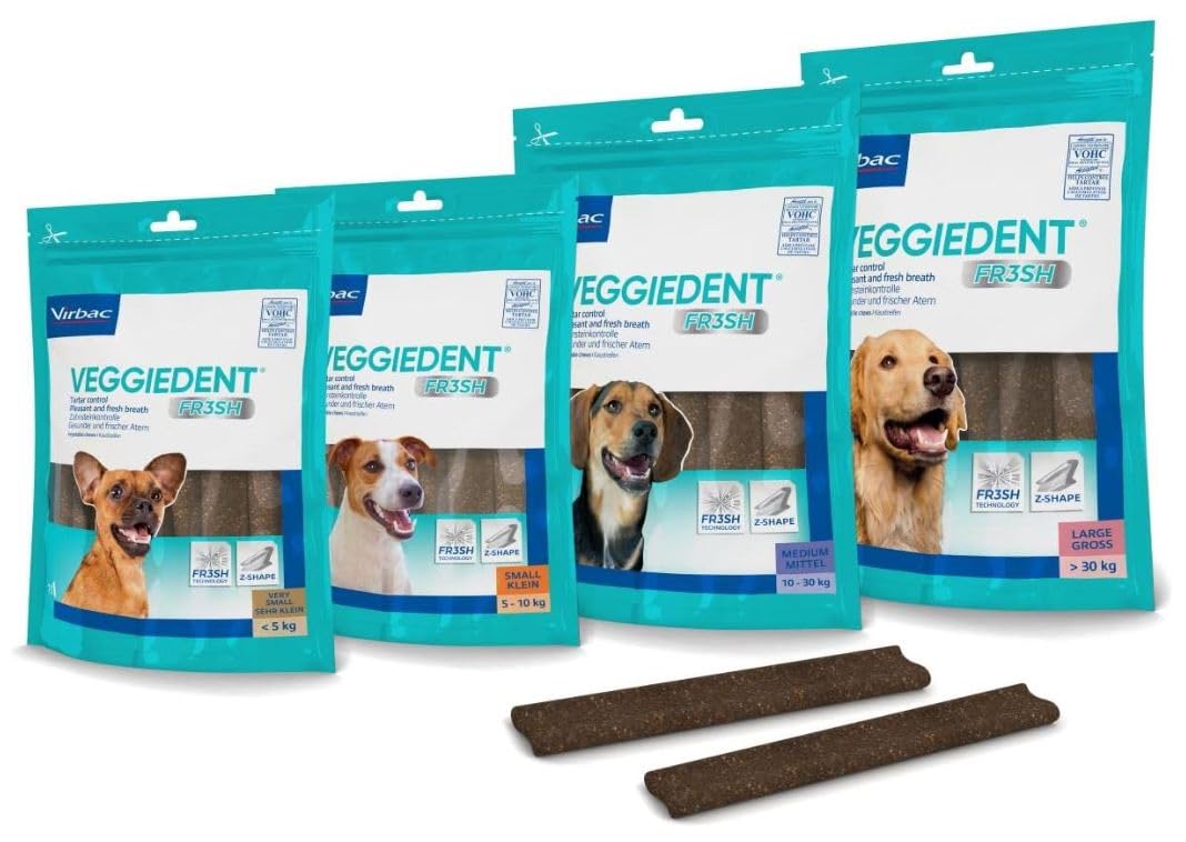 Virbac VEGGIEDENT Fresh L Snack de soin des dents pour chien Taille moyenne 490 g