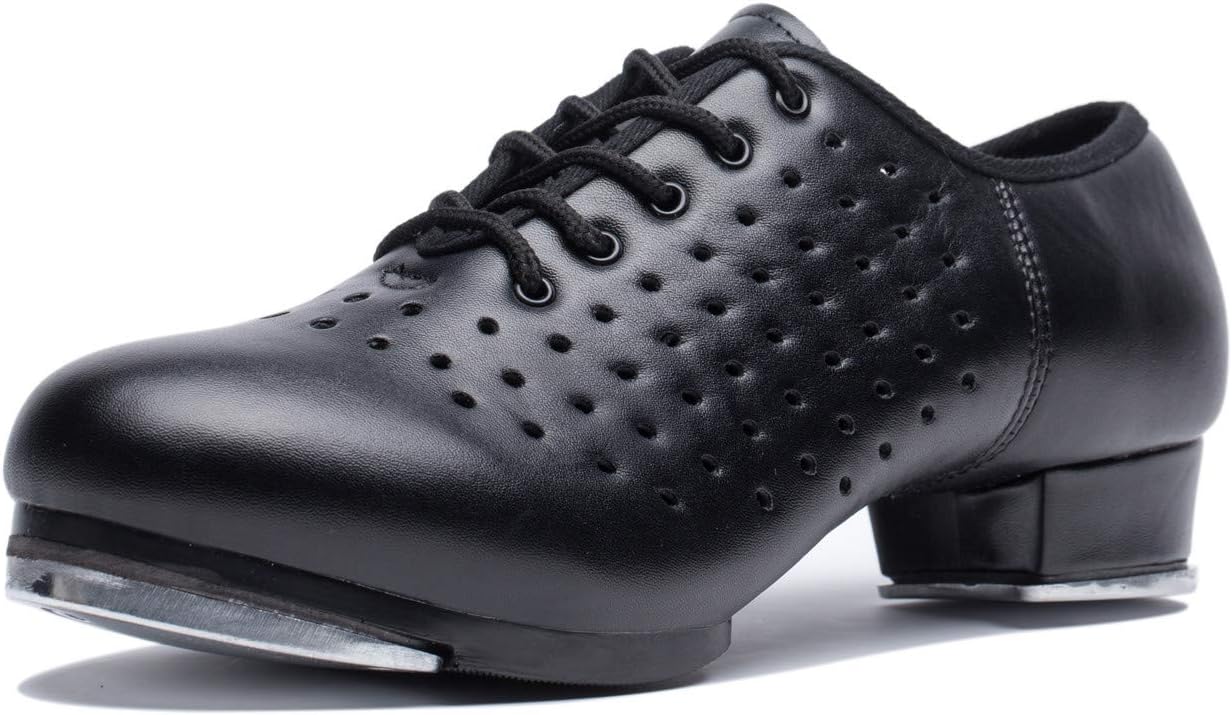 Adult Leather Lace-up Mens Breathable Tap Dance Shoes for Fashion Suede Dance Shoes,Ballroom,Rumba