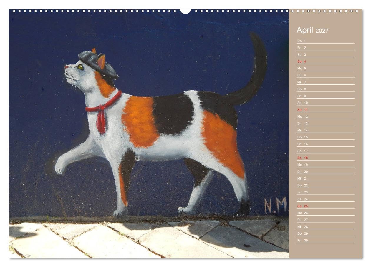 CALVENDO - Flensburger Katzen (hochwertiger Premium Wandkalender 2027 DIN A2 quer), Kunstdruck in Hochglanz: Flensburger Katzen - Streetart