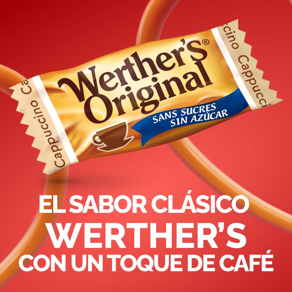 Werther's Original Caramelos Toffee de Mantequilla y Nata con Sabor a Capuccino Sin Azúcar - Bolsa de 1 kg - Sin Gluten y Aptos para Vegetarianos y Diabéticos - Para Compartir y Regalar