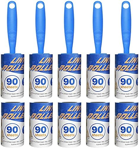 Lint Rollers for Pet Hair Extra Sticky Remover 900 Sheets Total Upgraded 5 Handles with 10 Refills Portable Travel Size for Couch Furniture Clothes Dog & Cat Hair Removal