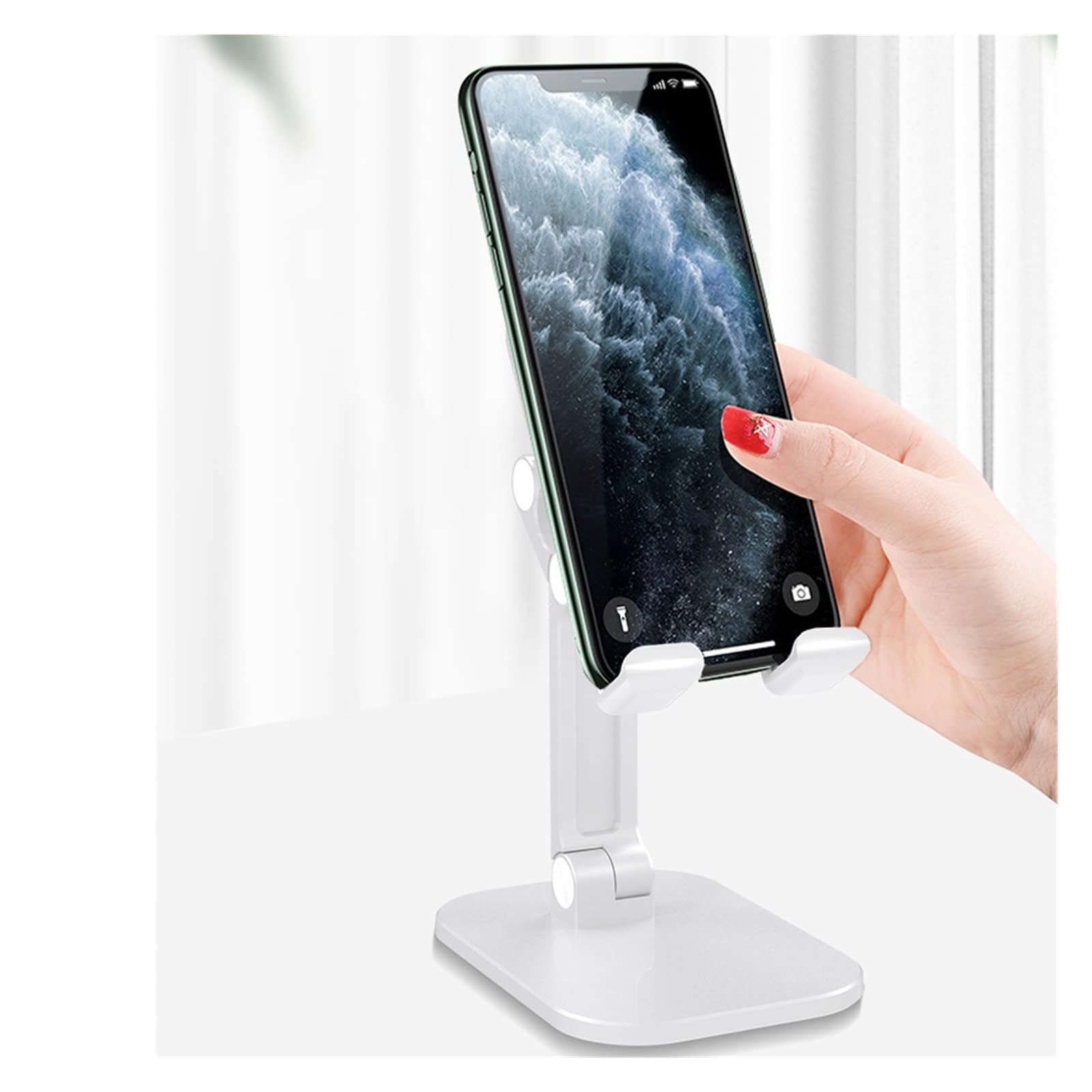 Support de téléphone de bureau blanc pliable pour des vidéos confortables