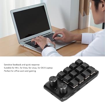 GOWENIC Mini Keypad, Programmable Gaming Keyboard, 12 Key Mechanical Keypad with Red Switches, 2 Knobs Custom Macro Shortcut Keys for PC Gaming Multimedia