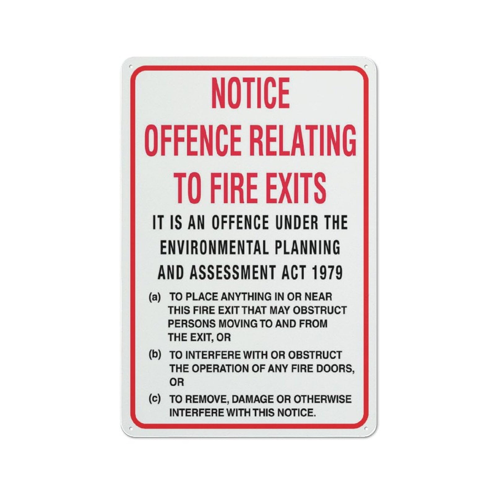 peiyeety Notice Offence Relating to Fire Exits Sign 8"X12" Rust Free Aluminum Signs Outdoor, Metal Tin Sign for Home, Business, Yard
