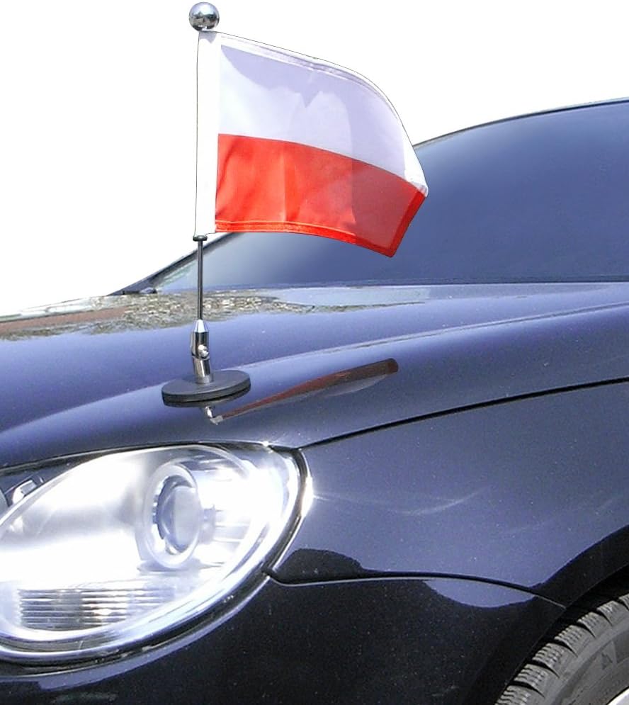 Magnetic Car Flagpole Diplomat-1.30-Chrome Poland