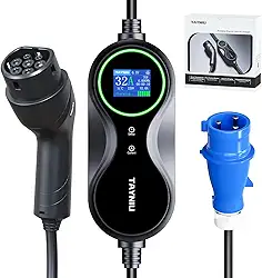Carregador Portatil Carro Elétrico TAYNIU Tipo 2 7 kW Cabo de 5m IP66 8A - 32A 80V-260V Ajustável Compatível com BYD Dolphin Mini Song BMW Acessorios Carro Infinity