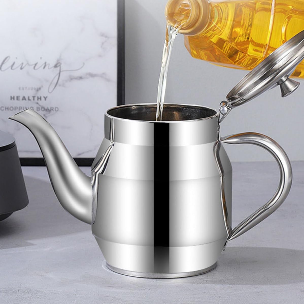 Stainless Steel 18oz Oil Dispenser with Filter for Kitchen Use