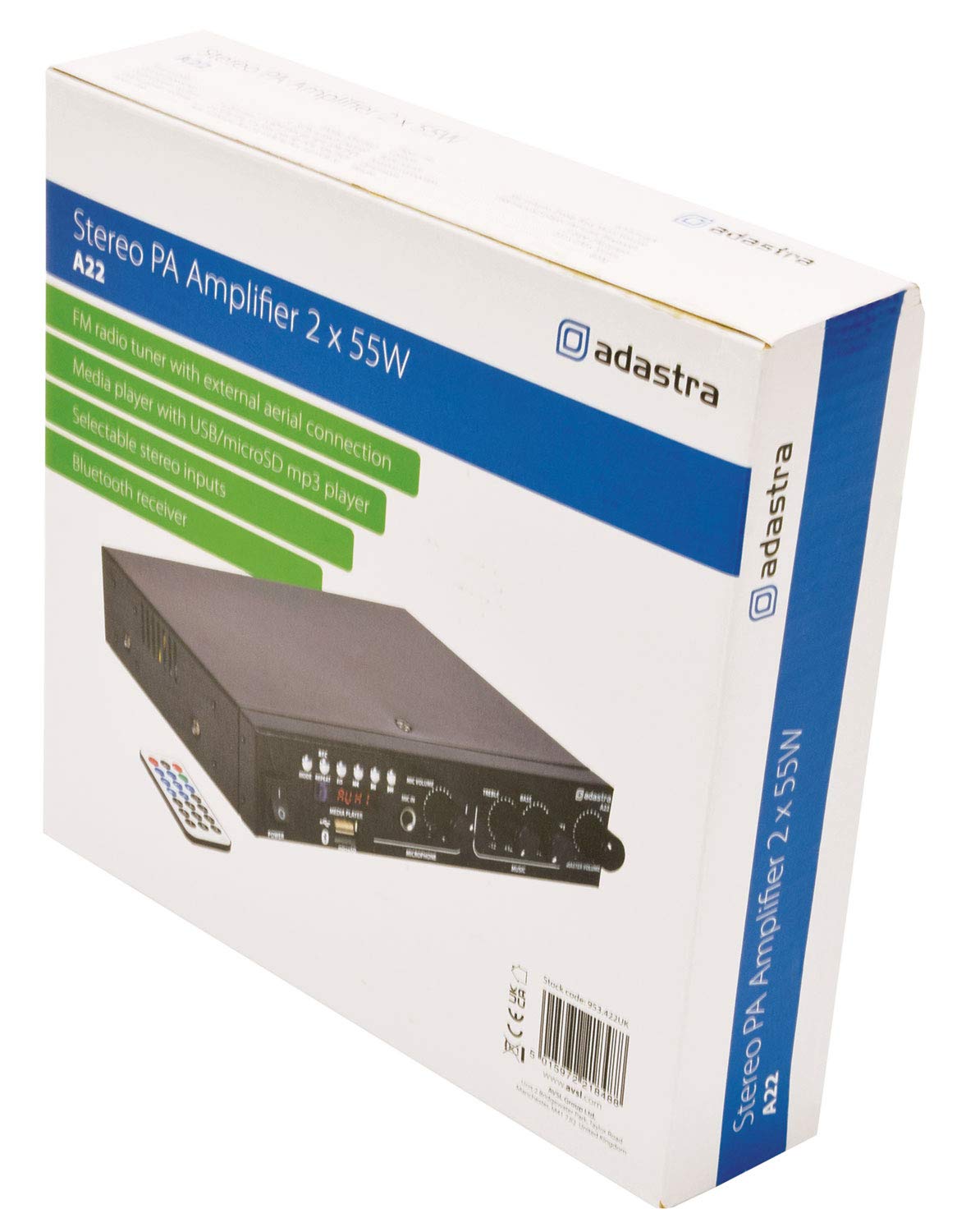 Adastra | Cyfrowy wzmacniacz PA stereo A22 | 2 x 55 W