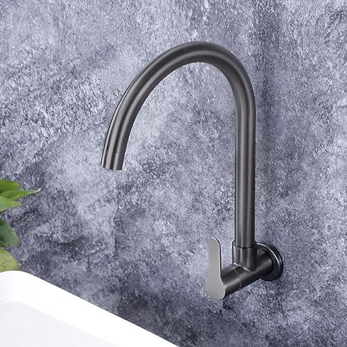 Grifo de fregadero giratorio WaQiH en acero inoxidable gris-A