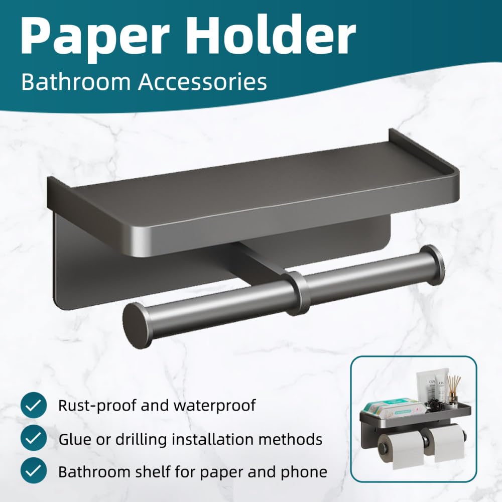 Portarrollos de papel de aleación de aluminio montado en la pared, Dispensador de Papel Higiénico, sin taladrar, para baño, cocina, color blanco A