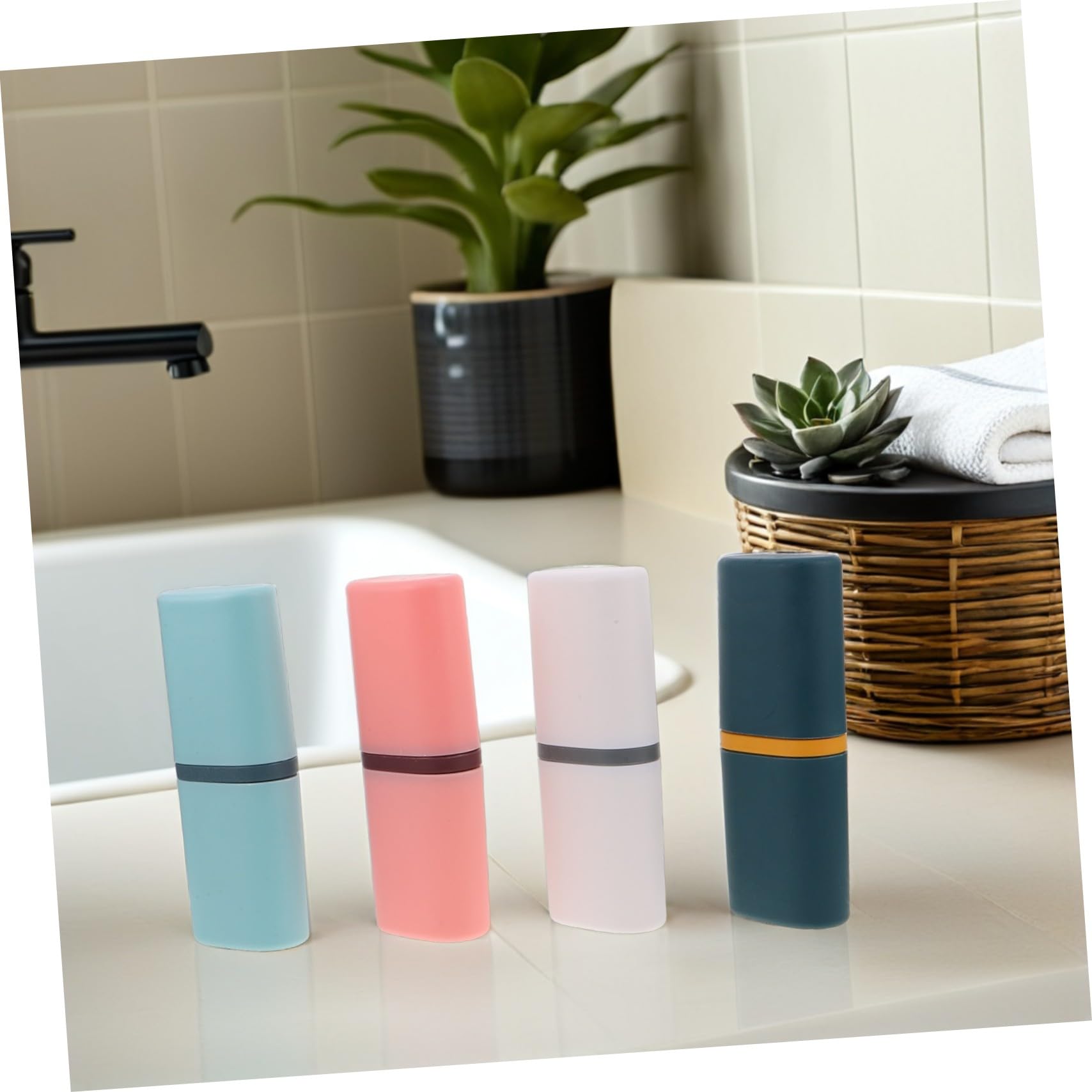 8 Piezas Portacepillos de Viaje Portátiles con Tapa Estuche Organizador para Cepillo Pasta y Enjuague Bucal Almacenamiento Compacto para Camping Negocios y Uso Diario Baño