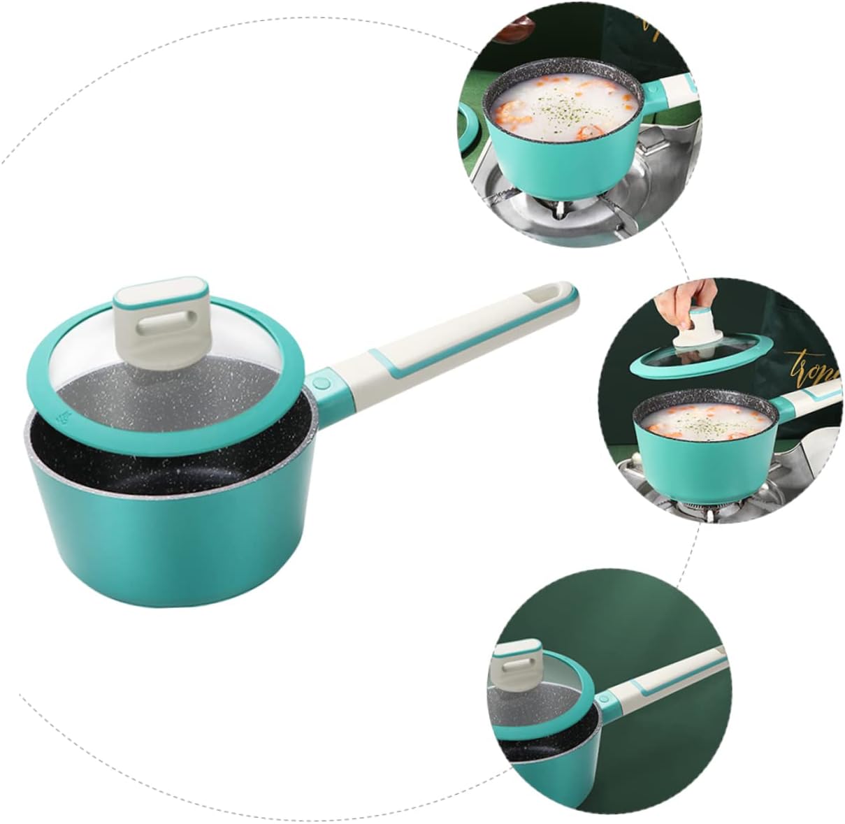 Cabilock Small Non-stick Pot Stainless Steel Cooking Utensil for Soup and Noodles Easy to Clean Kitchen Cookware Suitable for Heat Sources