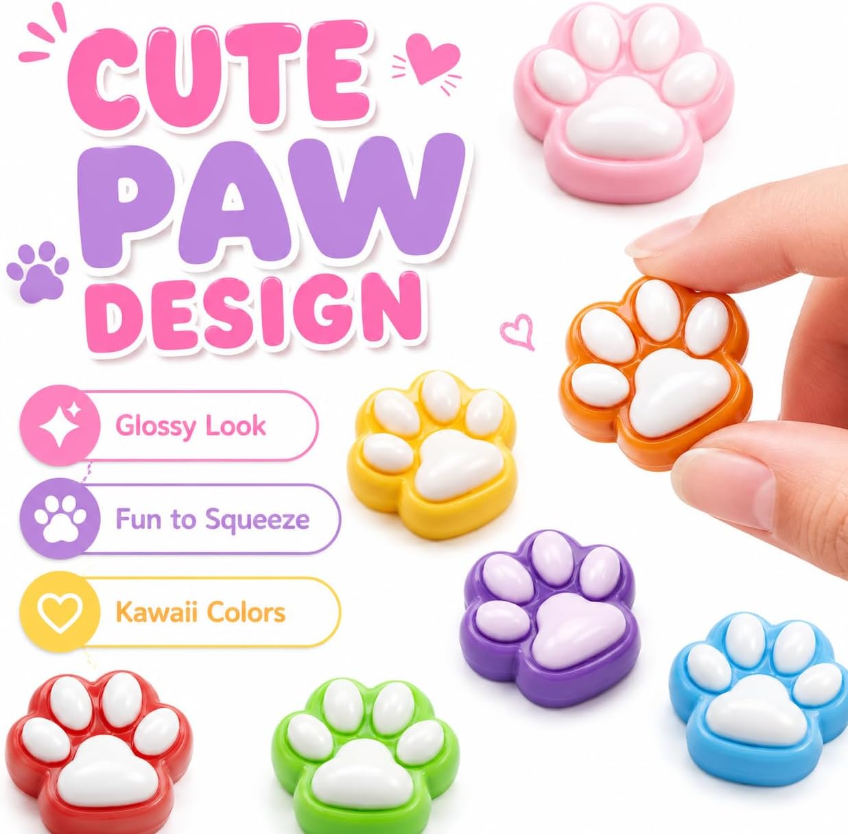 100 Pcs Mini Squishy Cat Paw Toys for Kids Adults image 5