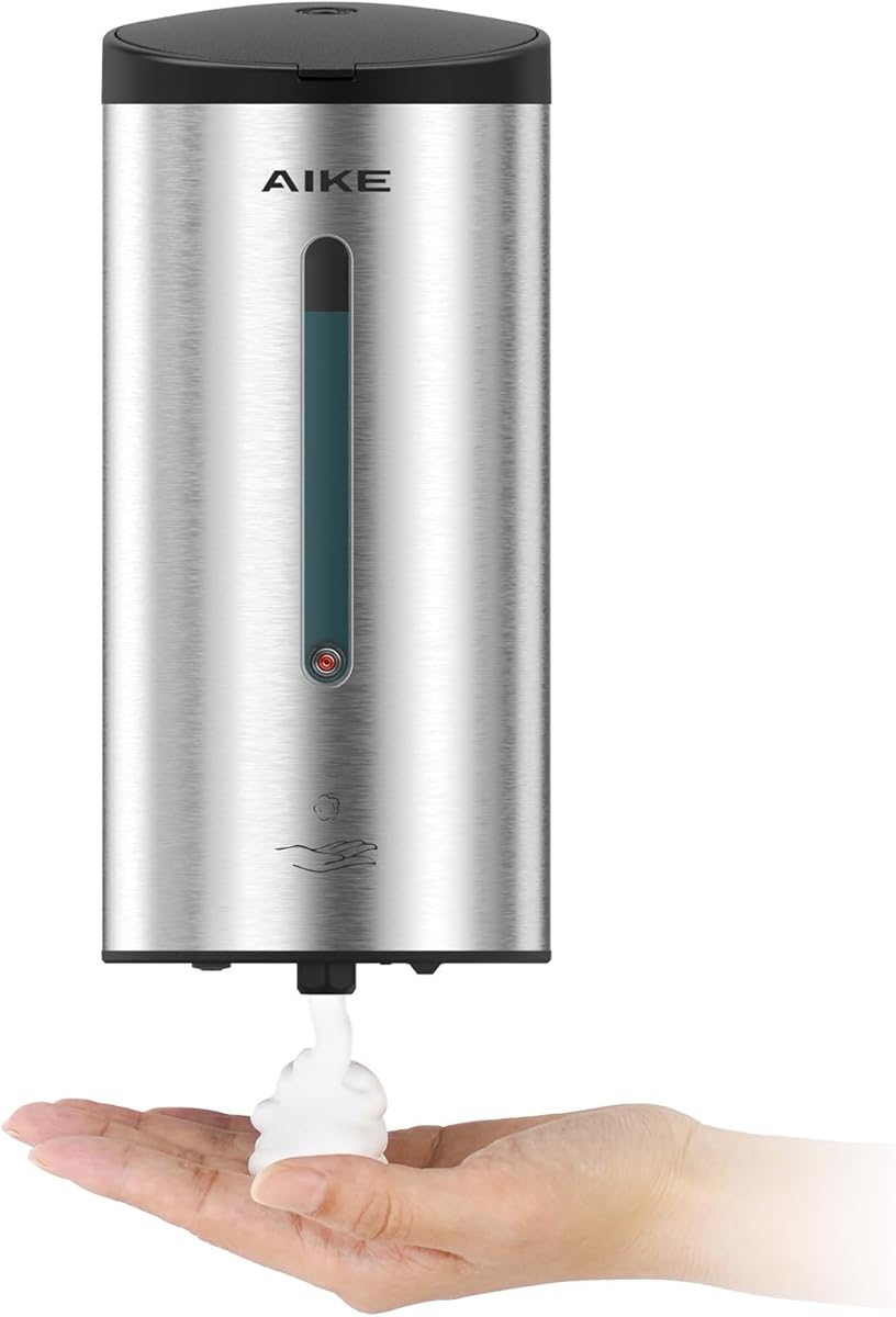 AIKE Wall Mount Automatic Foam Soap Dispenser 25 OZ Commercial Large Capacity Stainless Steel Model AK1205FA(Brushed)