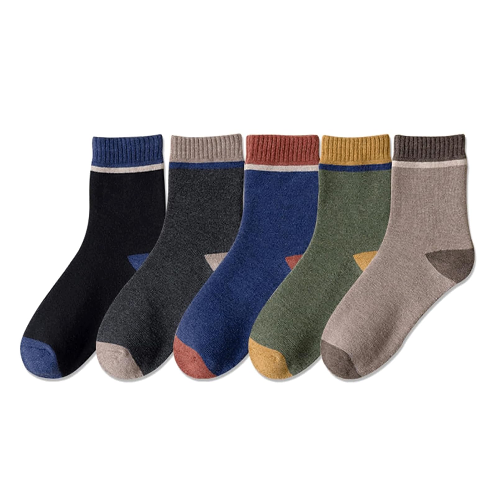 Calze Sportive Calzini Ispessiti Calzini Lunghi in Puro Cotone 5 Paia di Calzini Sportivi da Uomo Calzini Traspiranti Antiscivolo a metà Polpaccio Calzini Comodi vestibilità Comoda