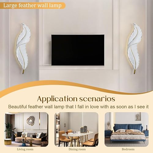 Miniatura 3 de Iluminación LED de pared de plumas blancas, lámpara de pared de 3 colores de temperatura y 3 niveles de brillo, accesorios de iluminación modernos