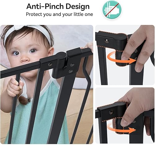 Miniatura 4 de COMOMY Puerta de bebé de 29.5 a 48.4 pulgadas con puerta ajustable para gatos, puerta de metal extra ancha para puertas de escaleras, puerta de