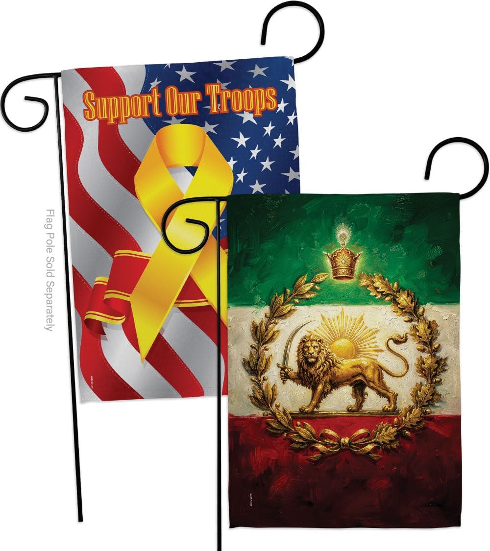 Crown Top Lion Sun Flag Support Our Troops Wall Decor Canvas Home Persia Pre-1979 Pahlavi Support Iranian Flags House Bandera de Iran Poster Protest Yard Sign Historical Persian Decoration Gift