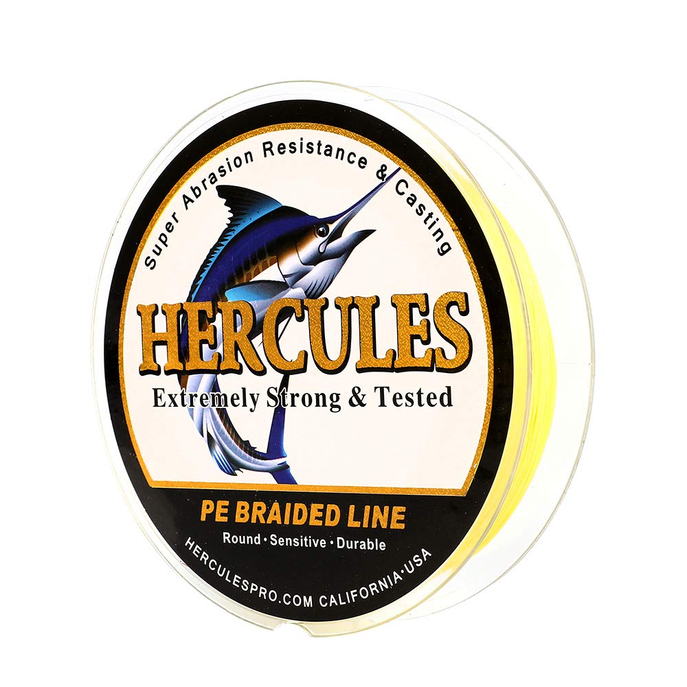 HERCULES Super Cast 300M 328 Yards Braided Fishing Line 40 LB Test for Saltwater Freshwater PE Braid Fish Lines Superline 8 Strands - Yellow, 40LB (18.1KG), 0.32MM โ image 1
