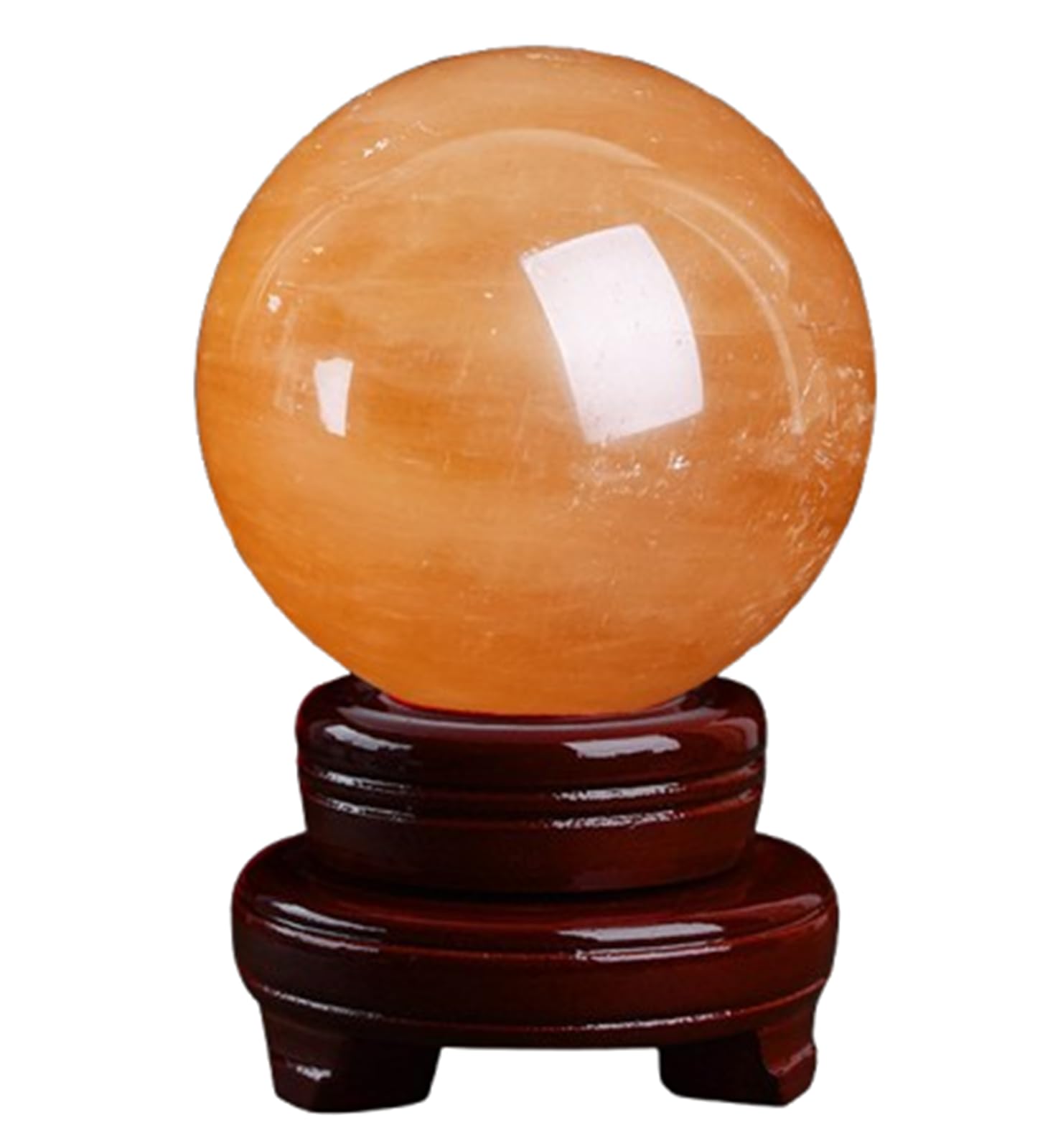 FOPURE Yellow Crystal Ball Ornaments Citrine Sphere Quartz Gemstone with Stand for Feng Shui Divination Home Decoration Gift,7cm/2.75in