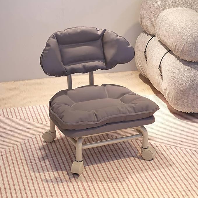 Blurism gaming chair, 360 rotating low stool rolling pullee stool, low stool with wheels, changing shoe with wheels makeup cleaning, pedicure, massage spa and home (gray)