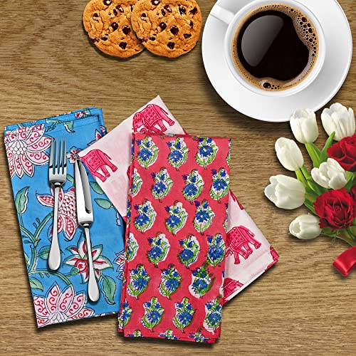 Diyana Impex DIV Diyanaimpex 10 Pc Cotton Cloth Napkins Hand Block Print Hand Made Size 16X16 Inch Printed Home Decor Indian Eco Friendly Mix Lot Dinner Napkins thumb #1