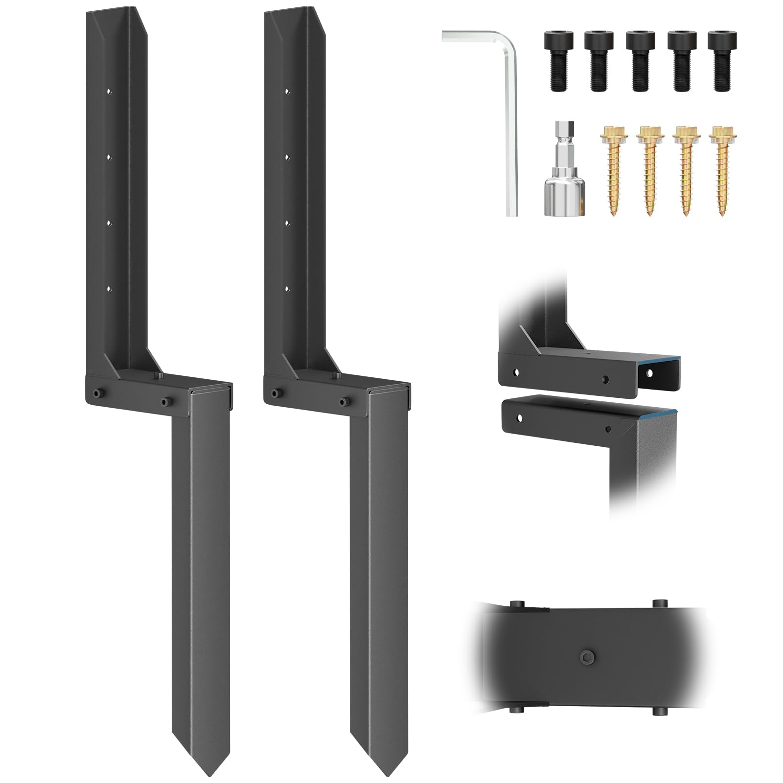 Photo 1 of Fence Post Repair Kit 2 Pack, 8mm Double-Layer Post Anchor for Wood Posts