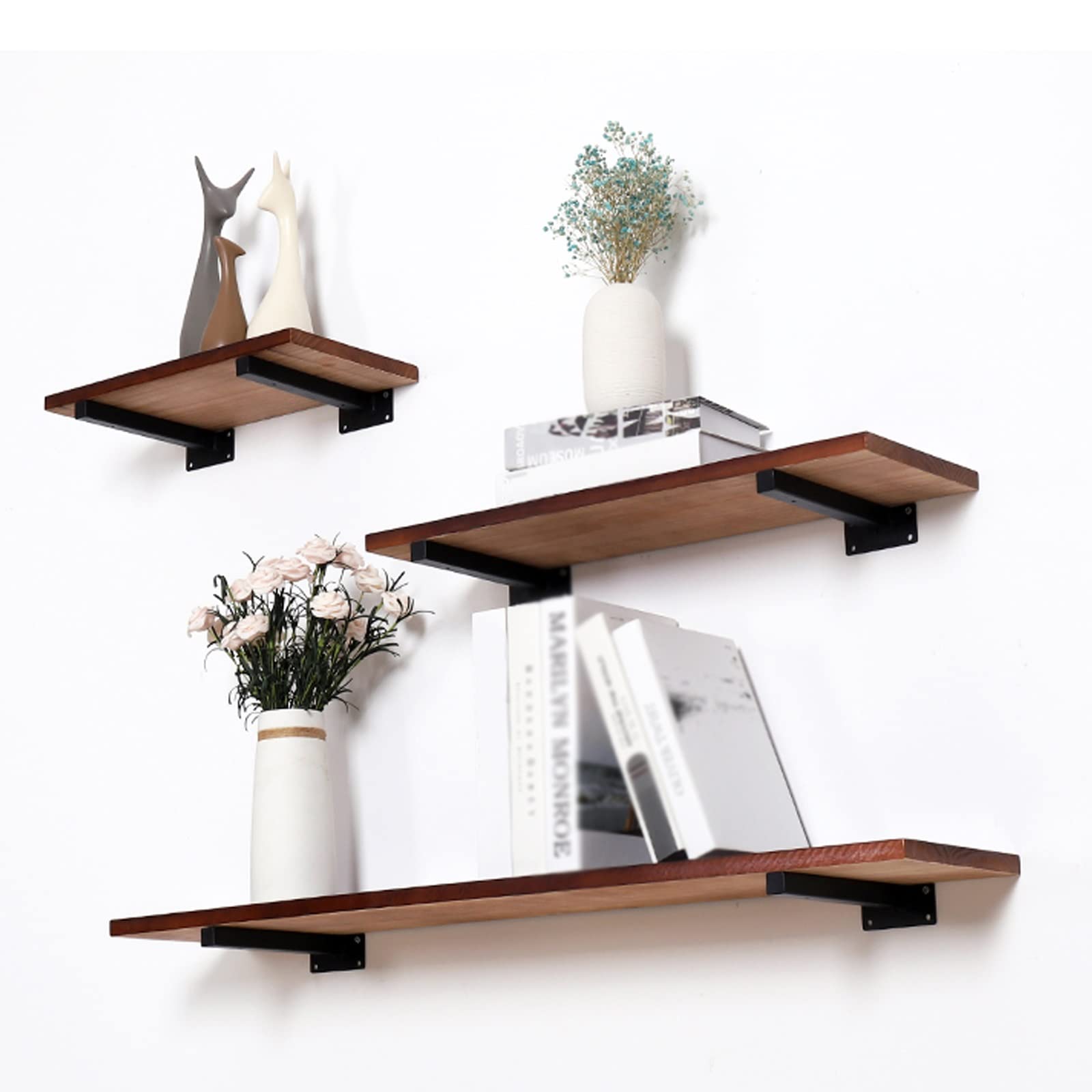 Staffe Per Mensole A Parete - 4 Pezzi In Ferro Battuto Nero, Design Decorativo Retrò (14x11 Cm) - Foto 10