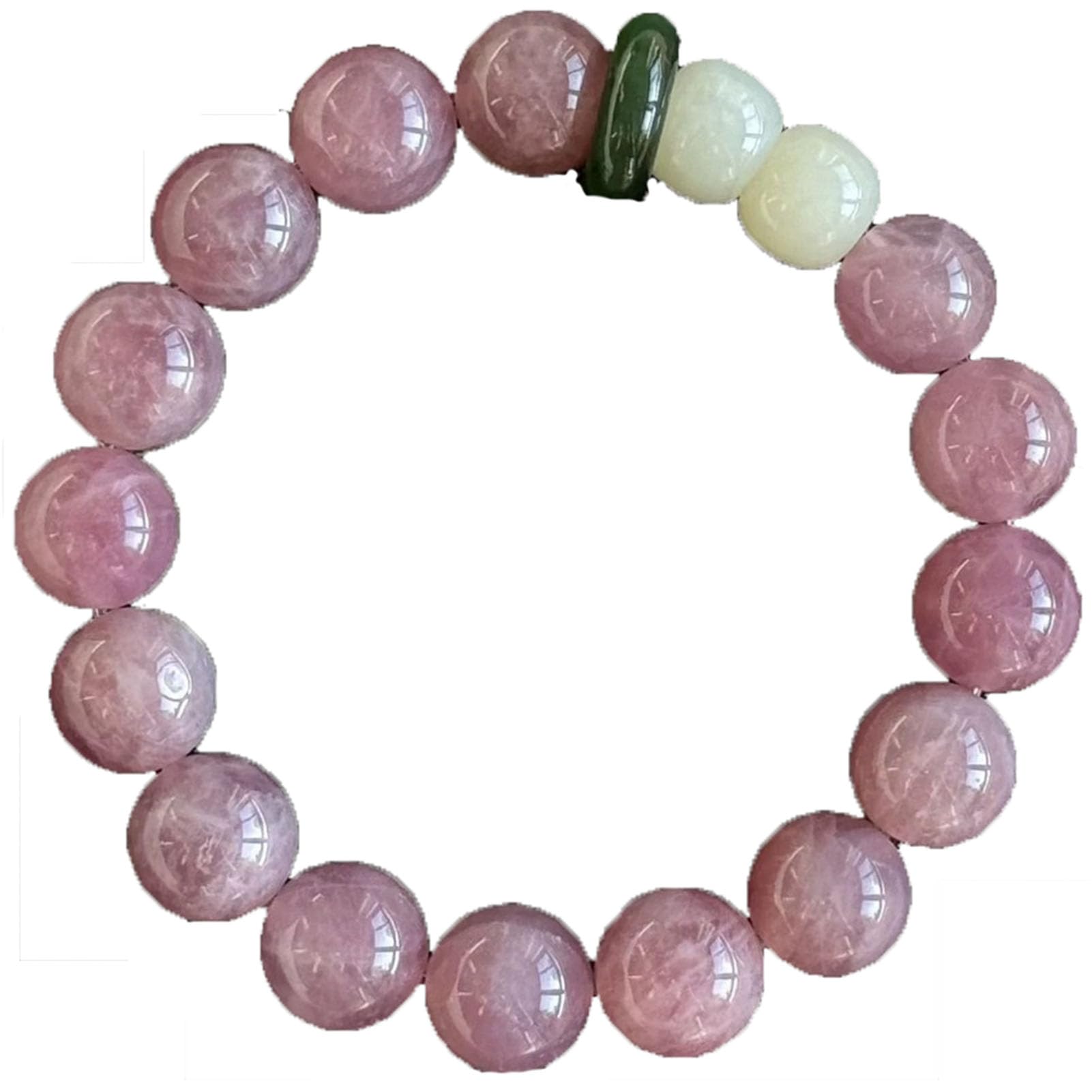 Bracciale Elasticizzato Fatto a Mano con Pietra preziosa Rosa Naturale Braccialetti Naturali Bracciale con Quarzo Rosa, per Amore, energia positiva, Meditazione Yoga Unisex,11MM