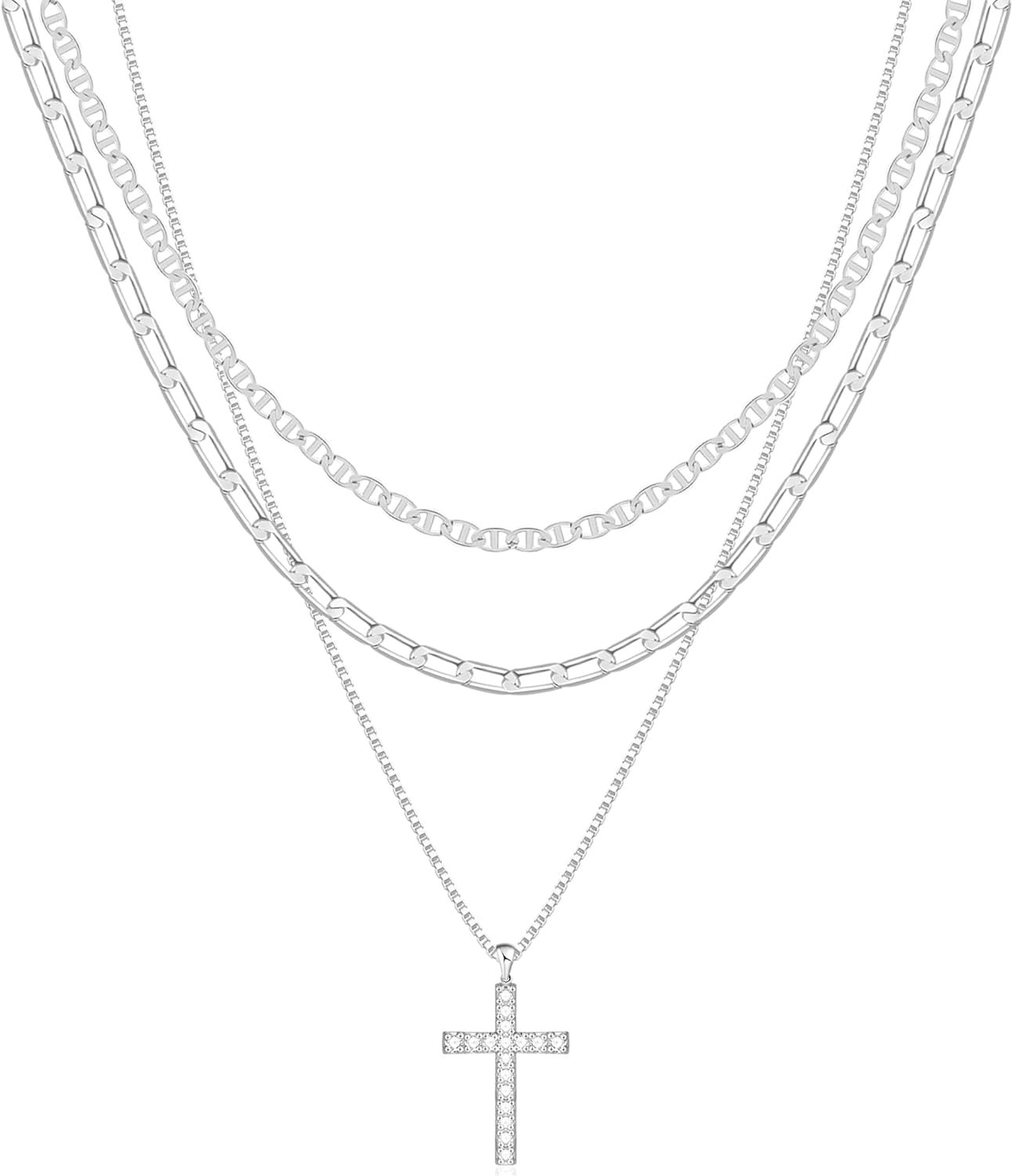 Layered Gold Cross Necklaces for Women, Stack Stackable 14K Gold/Silver Plated Cubic Zirconia Pendant Necklace Set Dainty Choker Layering Necklaces for Women Faith Jewelry Religious Gift Layered Gold Cross Necklaces for Women, Stack Stackable 14K Gold/Silver Plated Cubic Zirconia Pendant Necklace Set Dainty Choker Layering Necklaces for Women Faith Jewelry Religious Gift