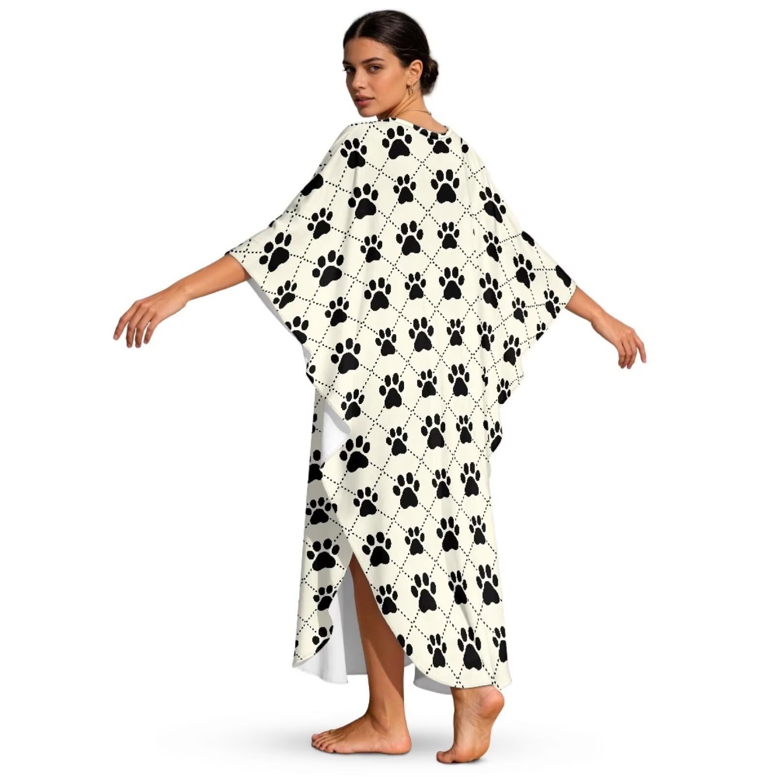 Abito caftano da donna, taglie forti, scollo a V, copricostume da bagno con maniche a pipistrello, maxi abito caftano